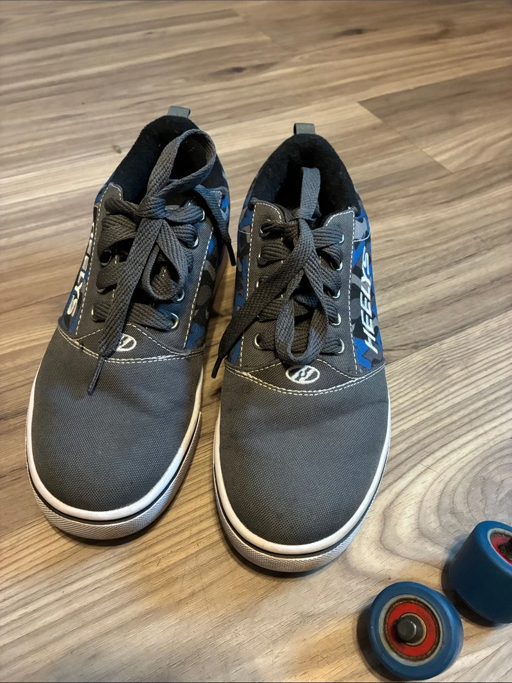 Heelys Kids Gray Sneakers with Blue Accent & Detachable Wheels